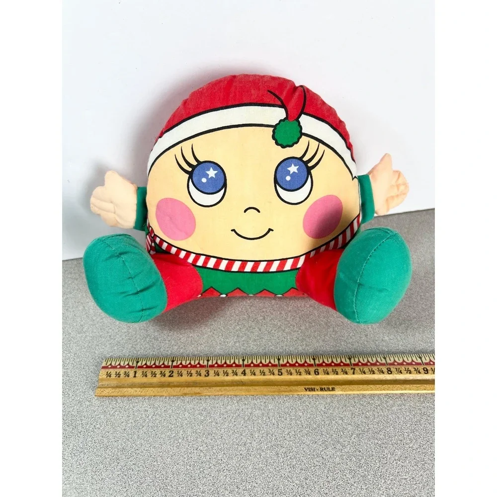 Vintage‎ 80s 1987 Christmas Cushees Holiday Pillow People Plush Elf Girl